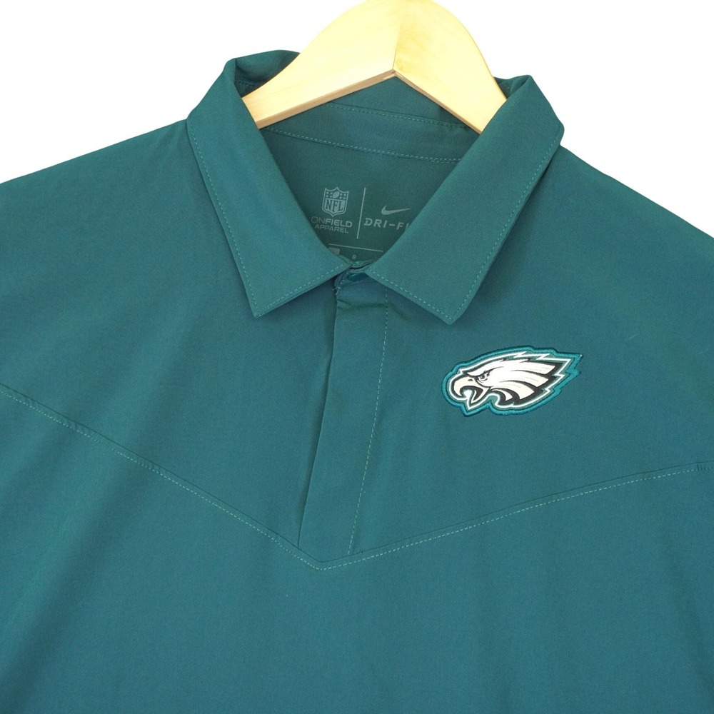 Philadelphia Eagles Nike Snap Polo Shirt Men Large Green NFL Onfield Dri-FIT